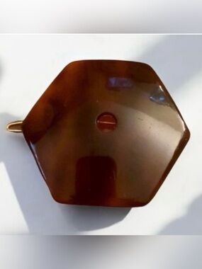 Vintage Alexandre de Paris  Hair Barrette, Angular French Hair Clip, Brown, New